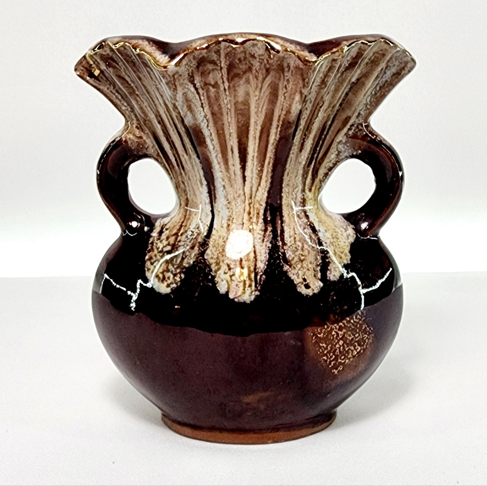 Vintage Wales Japan handpainted drip glaze vase